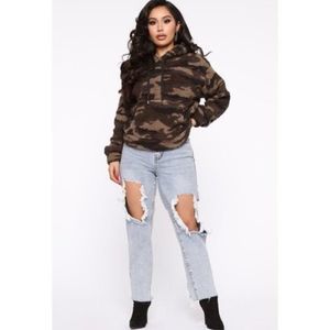 Fashion Nova Cozy Camo Sweatshirt